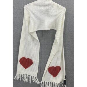 Torrid Scarf Women's Heart Printed Knit  Ivory Size 15"X92.5" NWT